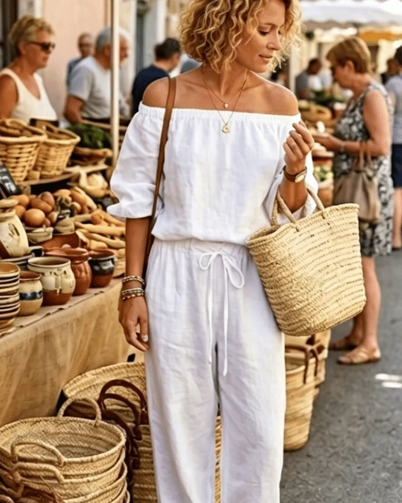 Celandine | Off Shoulder Tie Jumpsuit